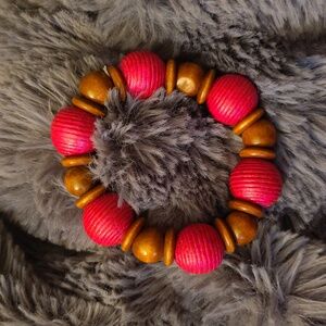 Pink and Brown Beaded Bracelet